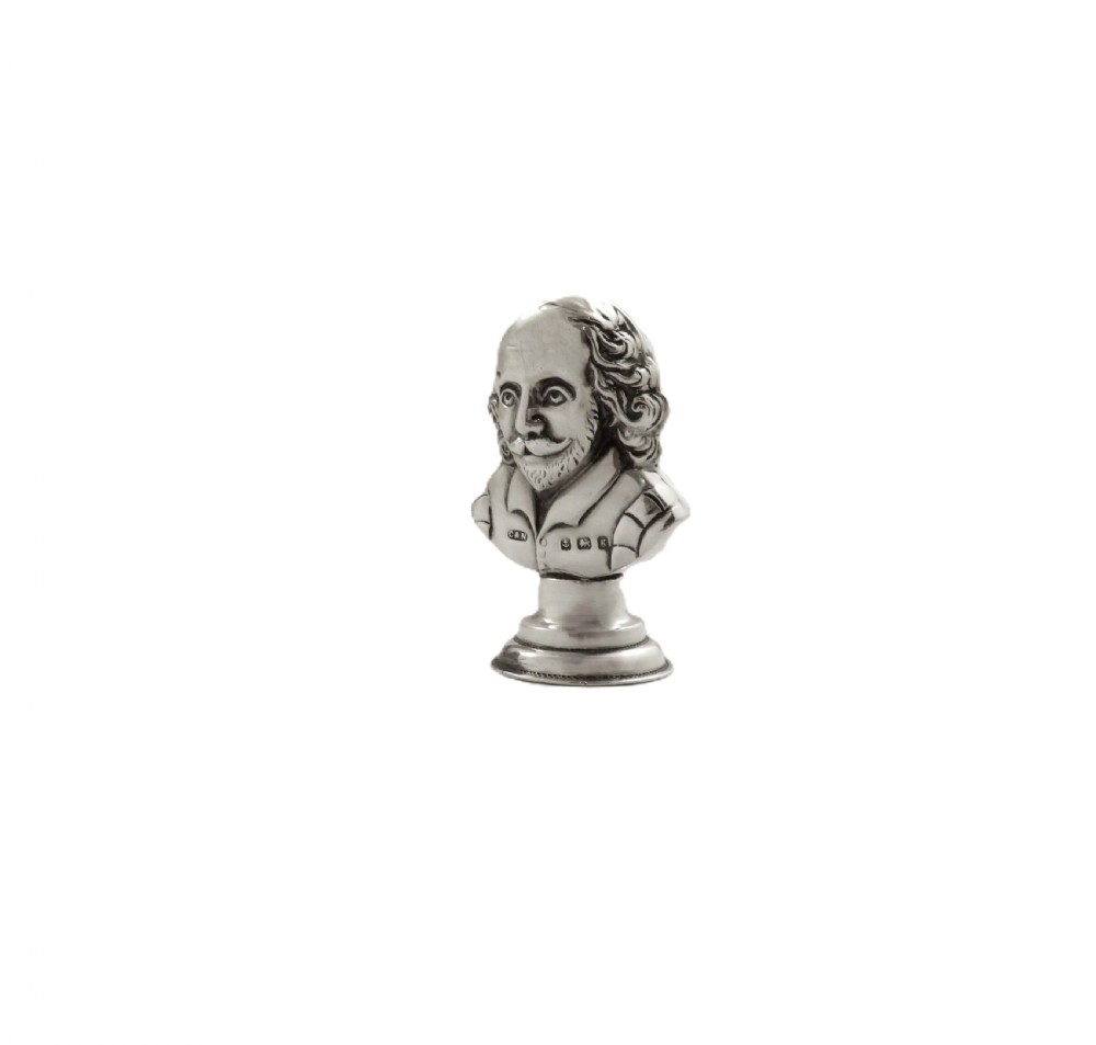 Antique Edwardian Sterling Silver 'William Shakespeare' Desk Seal 1906 View X