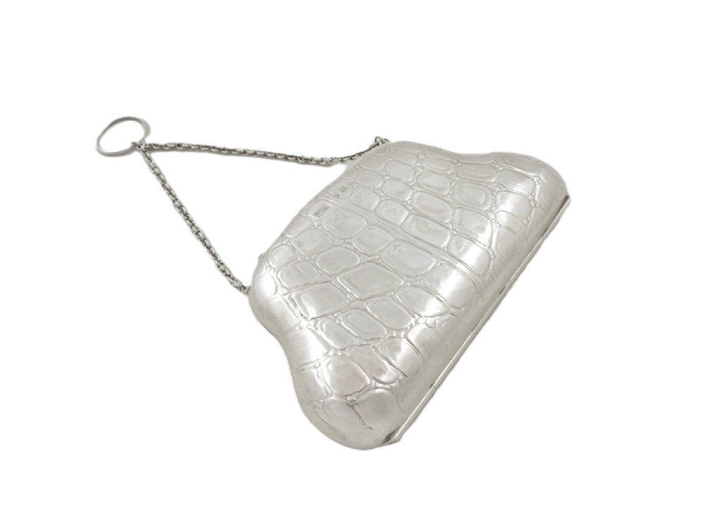 Antique Edwardian Sterling Silver 'Crocodile' Purse 1910 View III