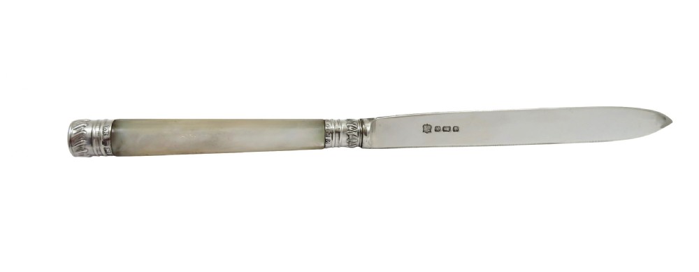 Antique Victorian Sterling Silver & Mother of Pearl Letter Opener 1890 View III