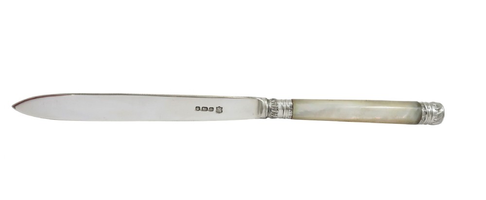 Antique Victorian Sterling Silver & Mother of Pearl Letter Opener 1890 View VIII