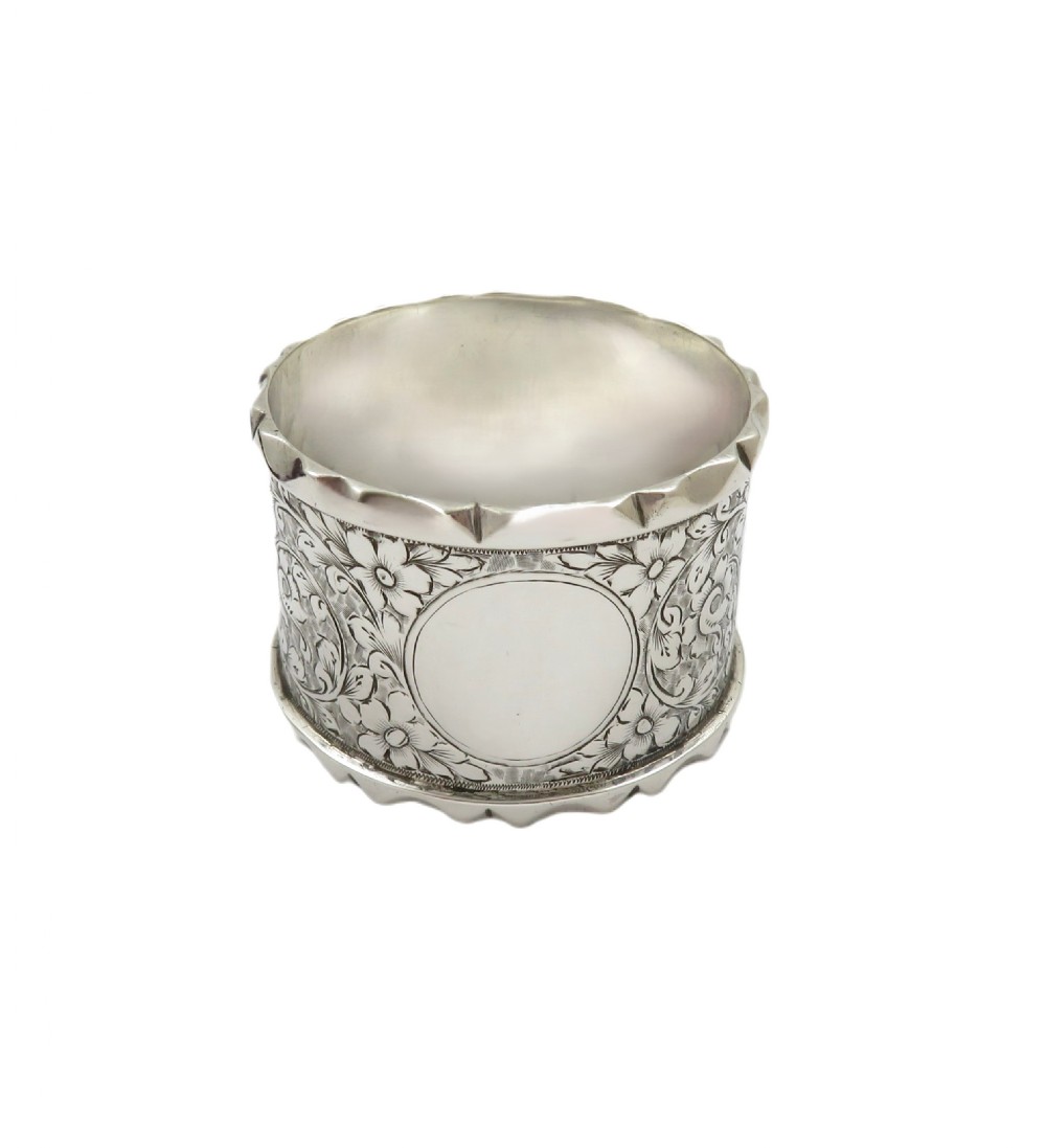 Antique Victorian Sterling Silver Napkin Ring in Case 1899 View III