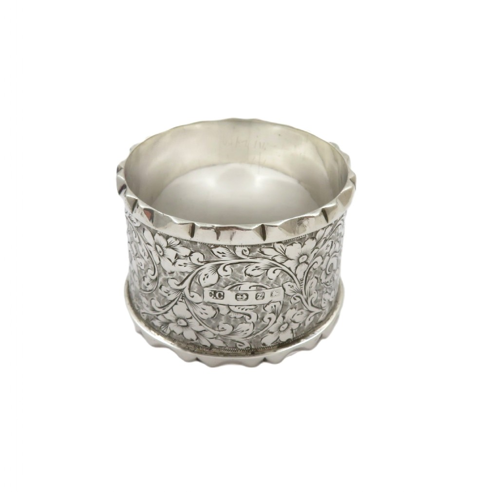 Antique Victorian Sterling Silver Napkin Ring in Case 1899 View V