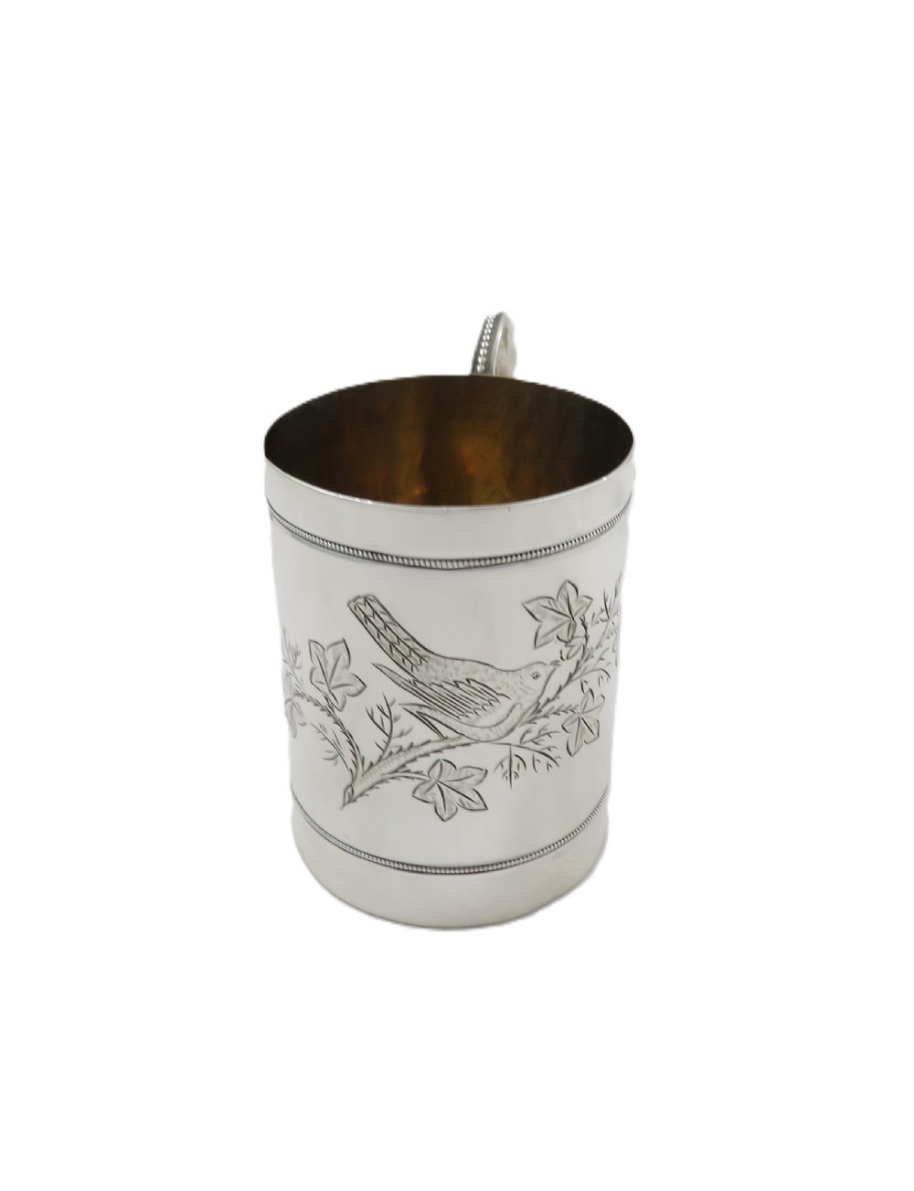 Antique George V Sterling Silver 'Bird' Christening Mug 1911 View V