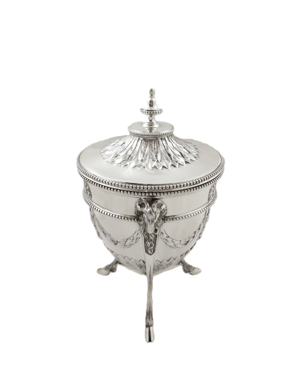 Antique George V Sterling Silver 'Rams Head' Caddy 1911 View III