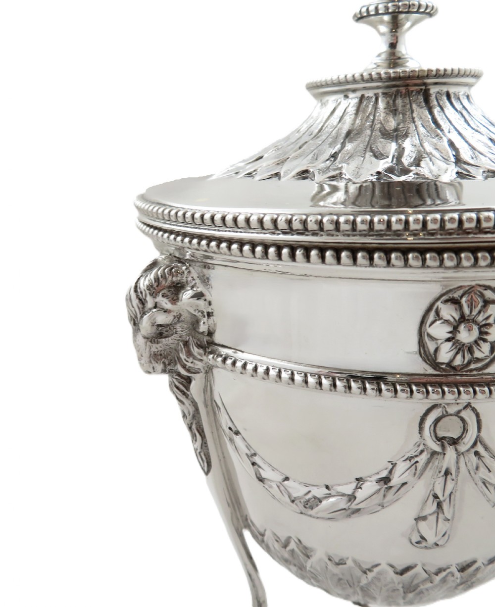 Antique George V Sterling Silver 'Rams Head' Caddy 1911 View IV