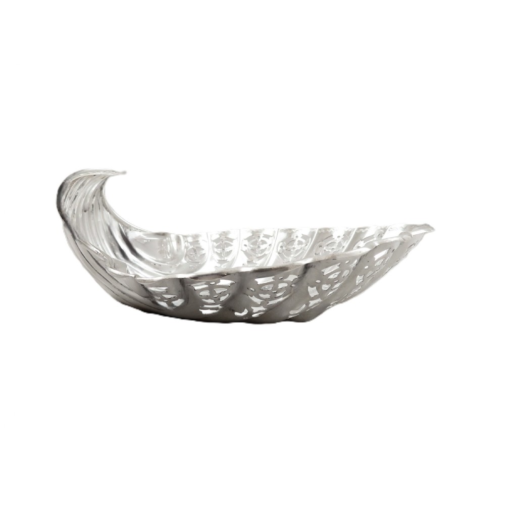 Antique Victorian Sterling Silver Pierced Shell Dish 1896 View II