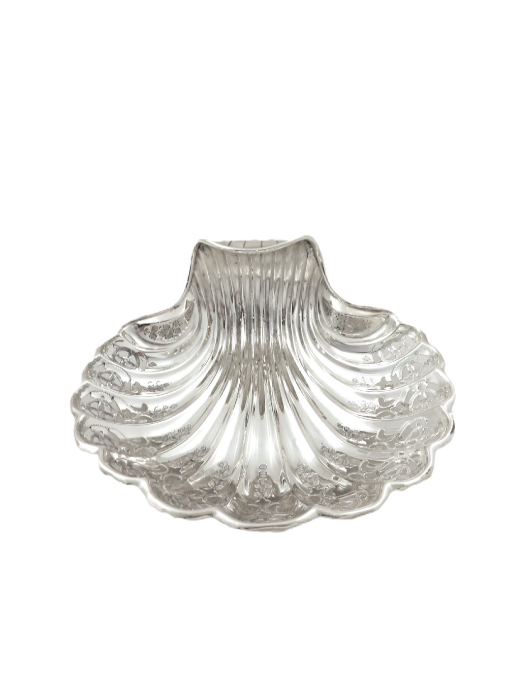 Antique Victorian Sterling Silver Pierced Shell Dish 1896 View VII