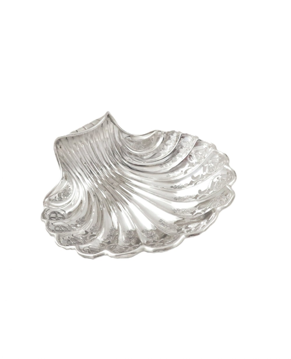 Antique Victorian Sterling Silver Pierced Shell Dish 1896 View VIII