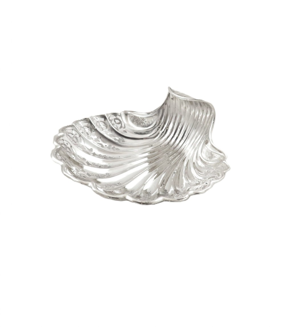 Antique Victorian Sterling Silver Pierced Shell Dish 1896 View IX