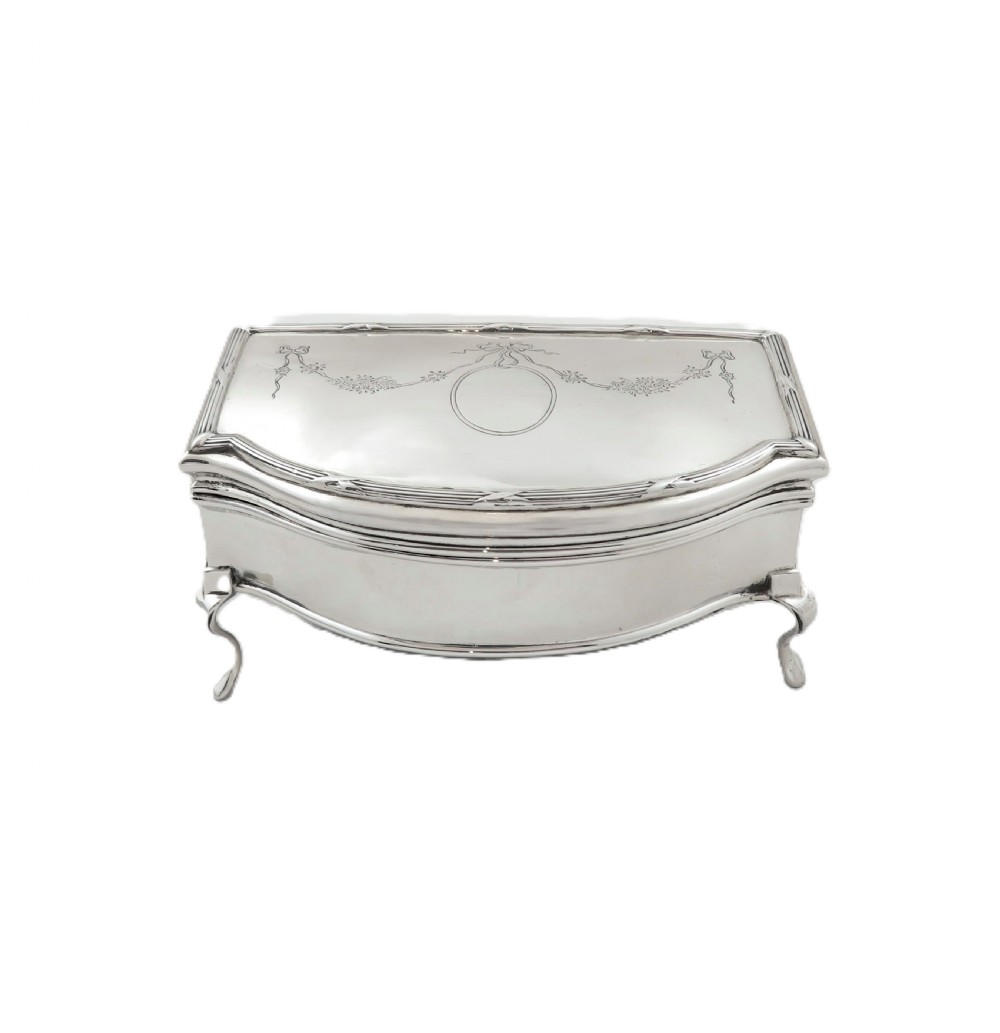 Antique George V Sterling Silver Trinket Box on Legs 1911 View IV