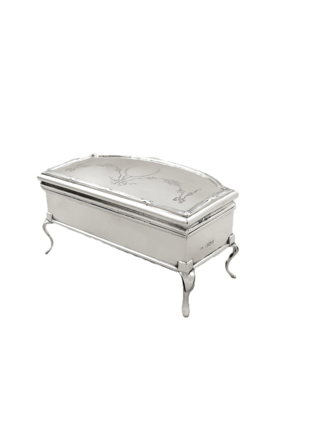 Antique George V Sterling Silver Trinket Box on Legs 1911 View V