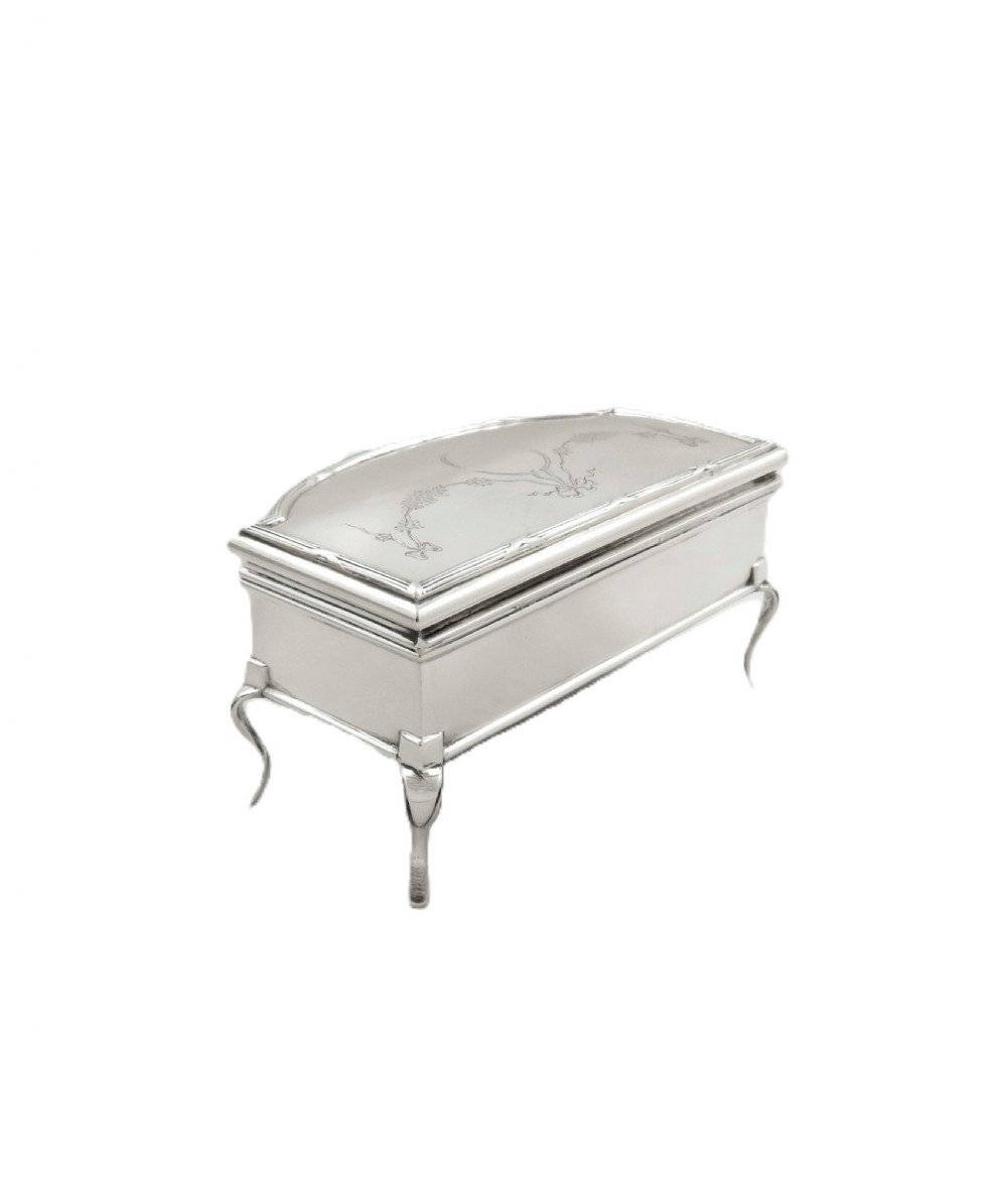 Antique George V Sterling Silver Trinket Box on Legs 1911 View VIII