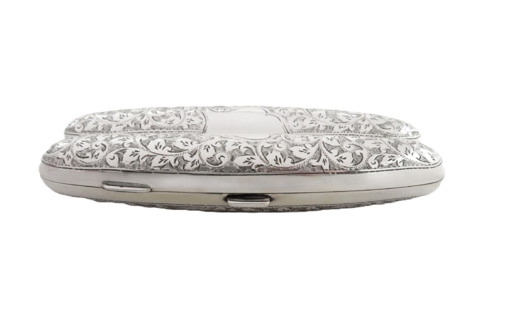 Antique Victorian Sterling Silver 2 Tube Cigar Case 1898 View V