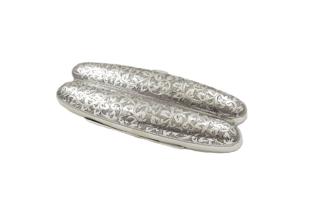Antique Victorian Sterling Silver 2 Tube Cigar Case 1898 View VII