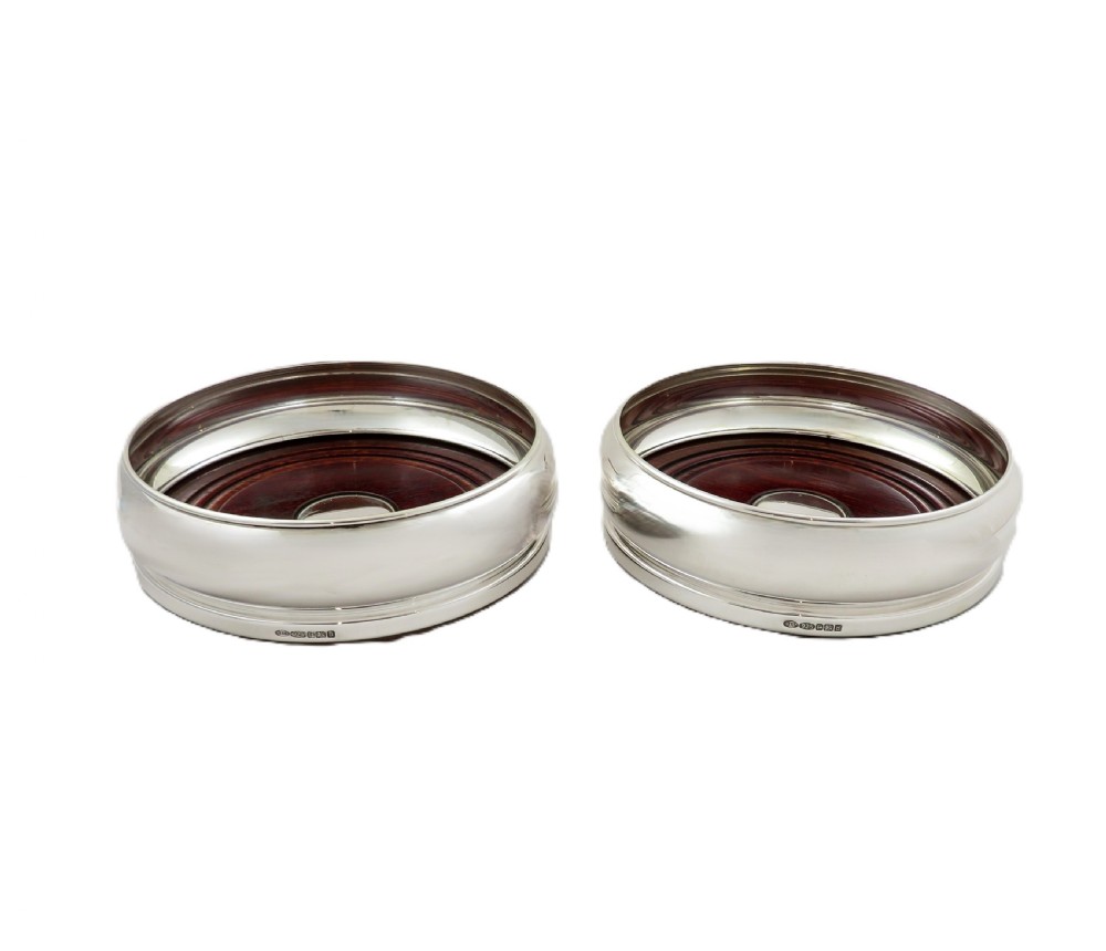 Pair of Vintage Sterling Silver Wine / Champagne Coasters View IV