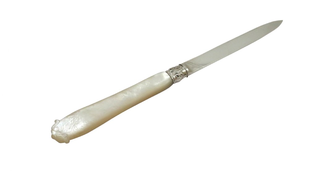 Antique Victorian Sterling Silver & Mother of Pearl Letter Opener 1868 View VI