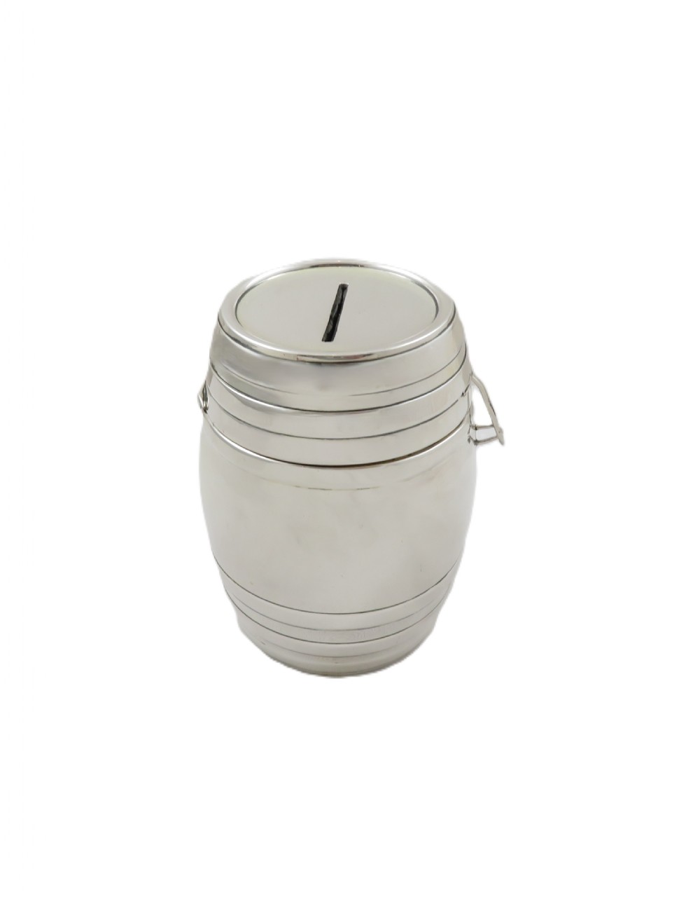Antique George V Sterling Silver 'Barrel' Money Box 1920 View VI