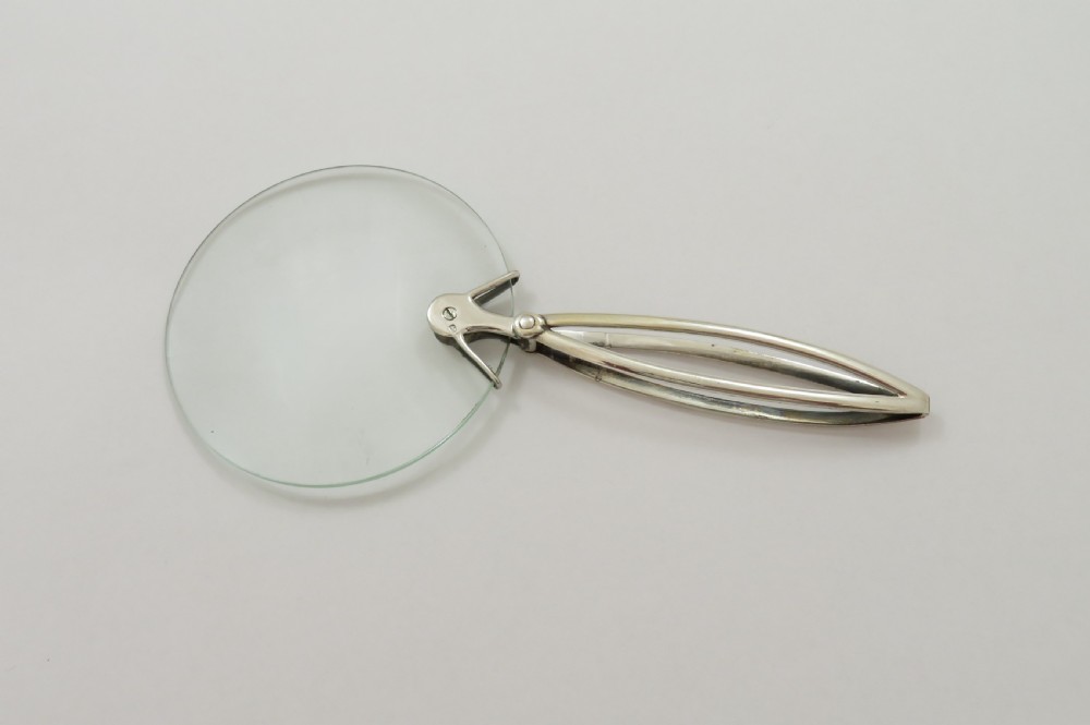 Antique Edwardian Sterling Silver Folding Magnifying Glass 1904 View V