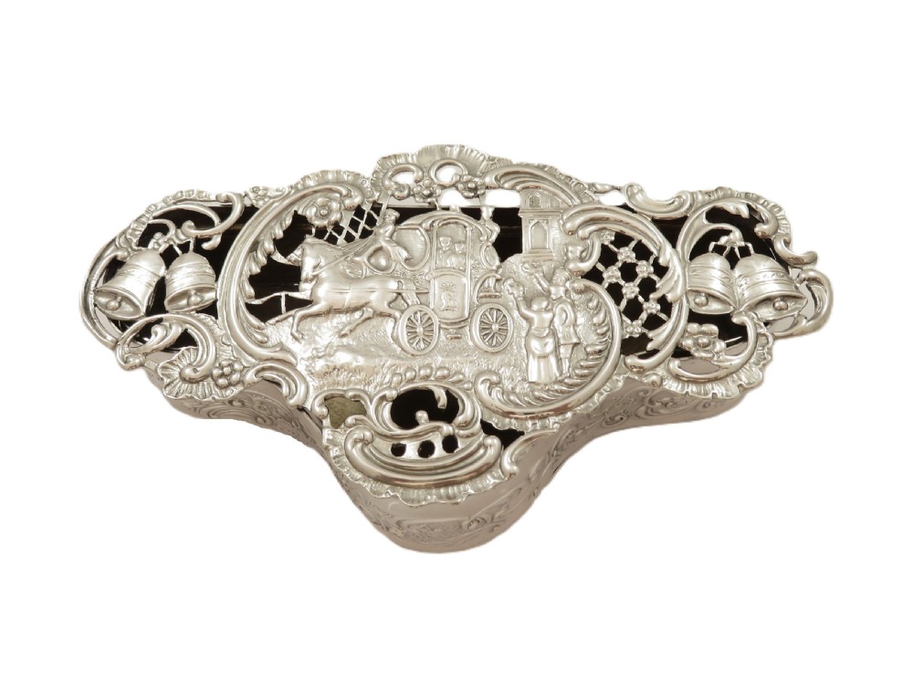 Antique Edwardian Sterling Silver Wedding / Marriage Box 1903 View VI