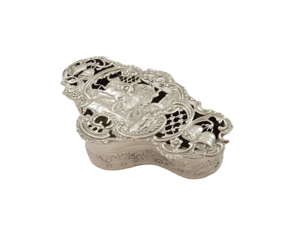 Antique Edwardian Sterling Silver Wedding / Marriage Box 1903 View VIII