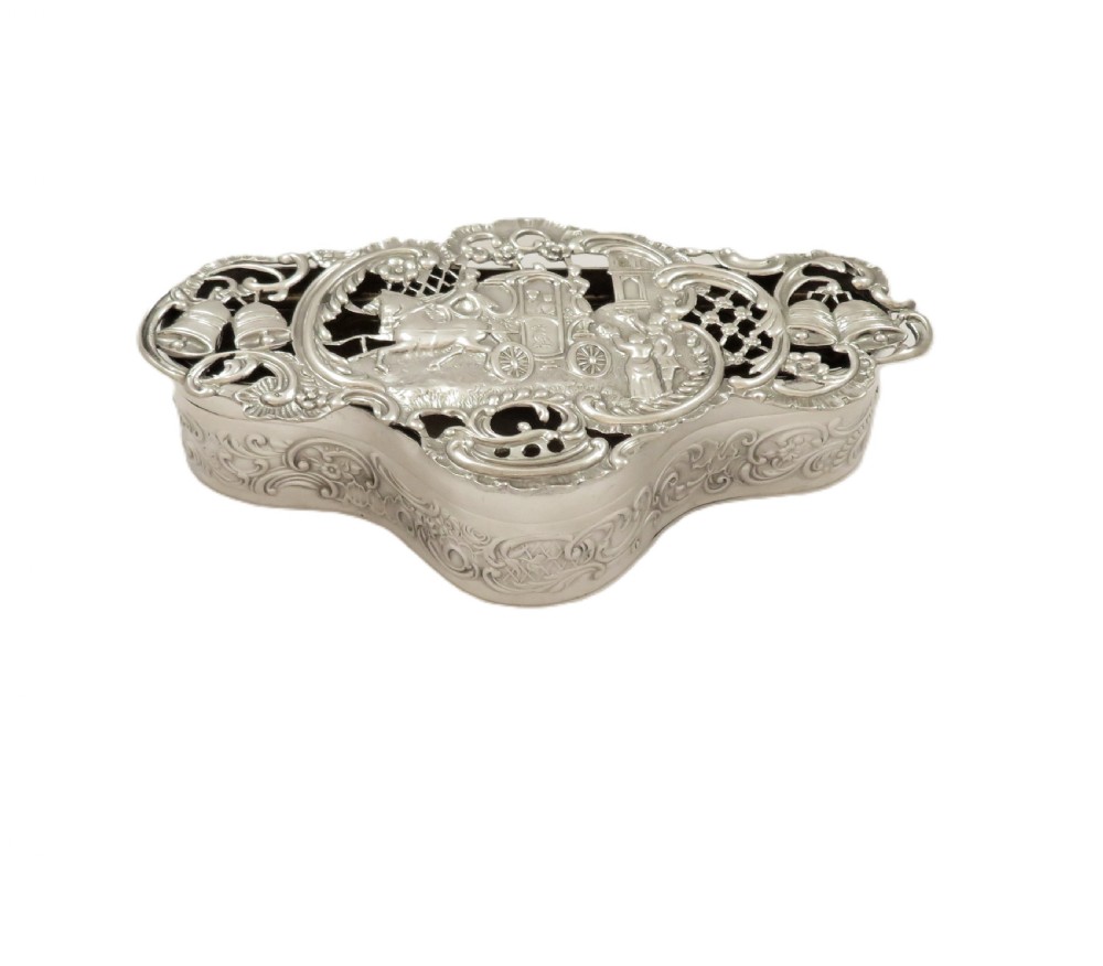 Antique Edwardian Sterling Silver Wedding / Marriage Box 1903 View IX