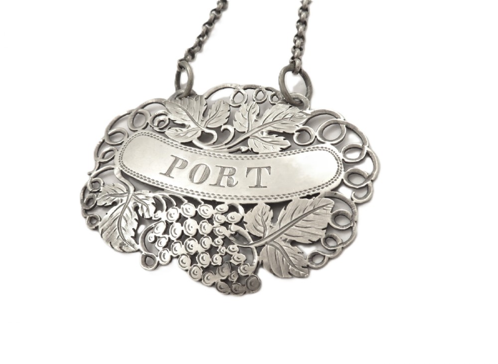 Antique Georgian Sterling Silver 'Port' Label 1825 View VII