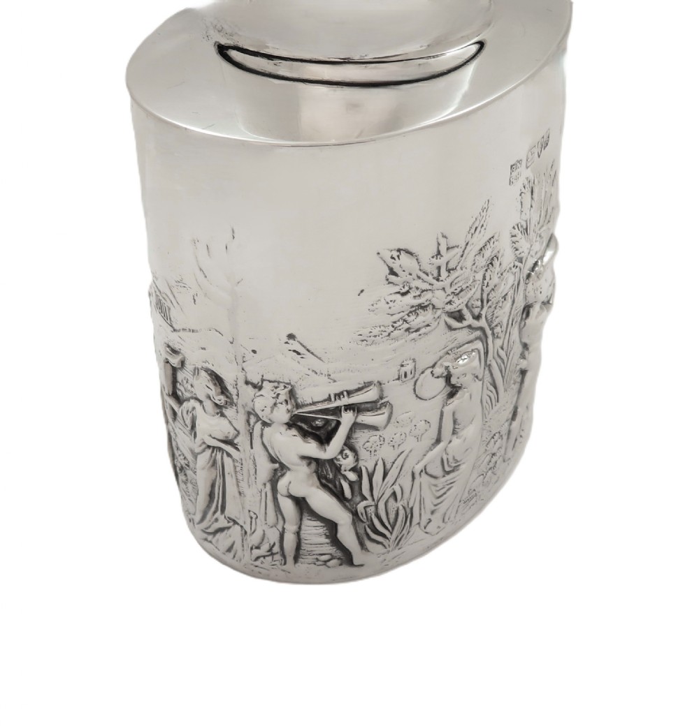 Antique Edwardian Sterling Silver Caddy with Roman Scenes 1901 View IX