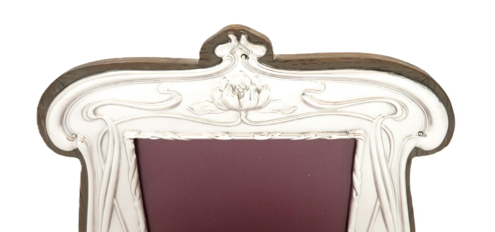 Antique Art Nouveau Sterling Silver 'Kingfisher' Photo Frame 1905 View II