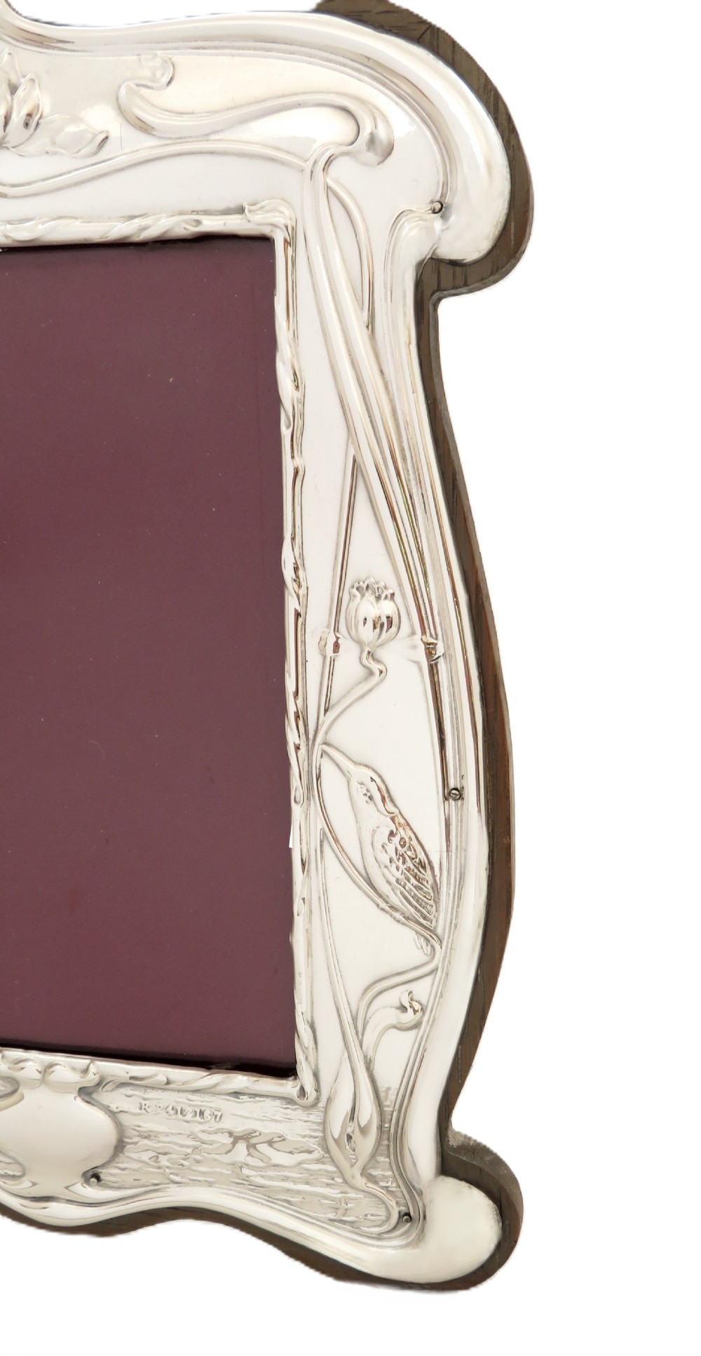 Antique Art Nouveau Sterling Silver 'Kingfisher' Photo Frame 1905 View IV