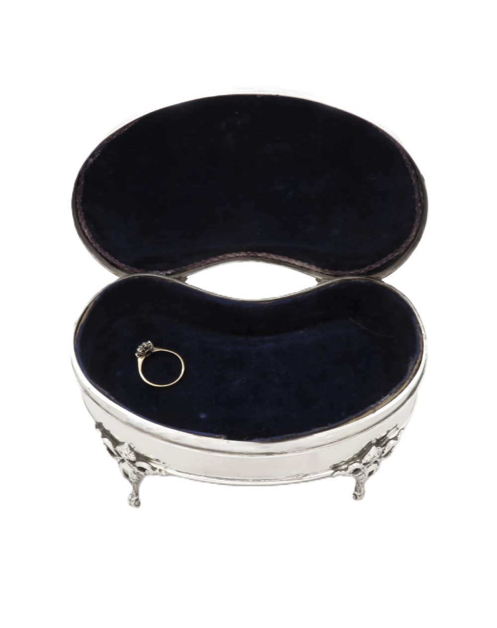 Antique George V Sterling Silver Trinket Box on Legs 1911 View IV