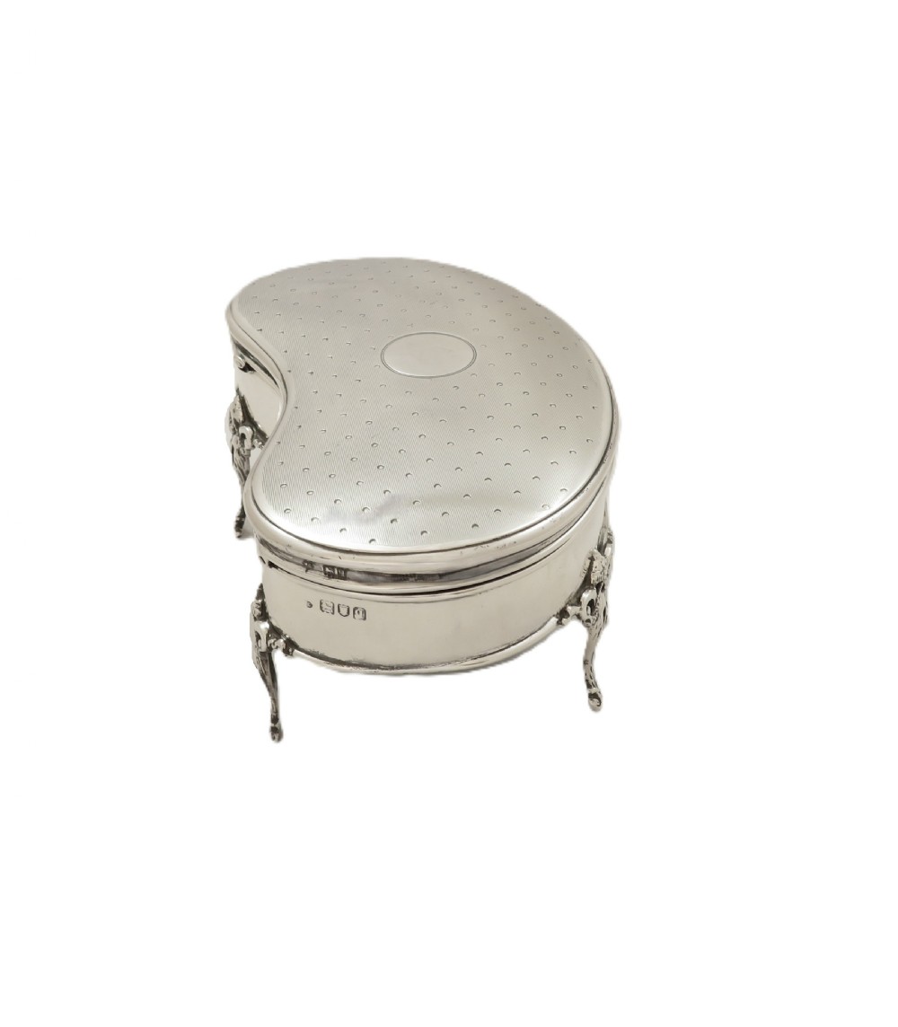 Antique George V Sterling Silver Trinket Box on Legs 1911 View V
