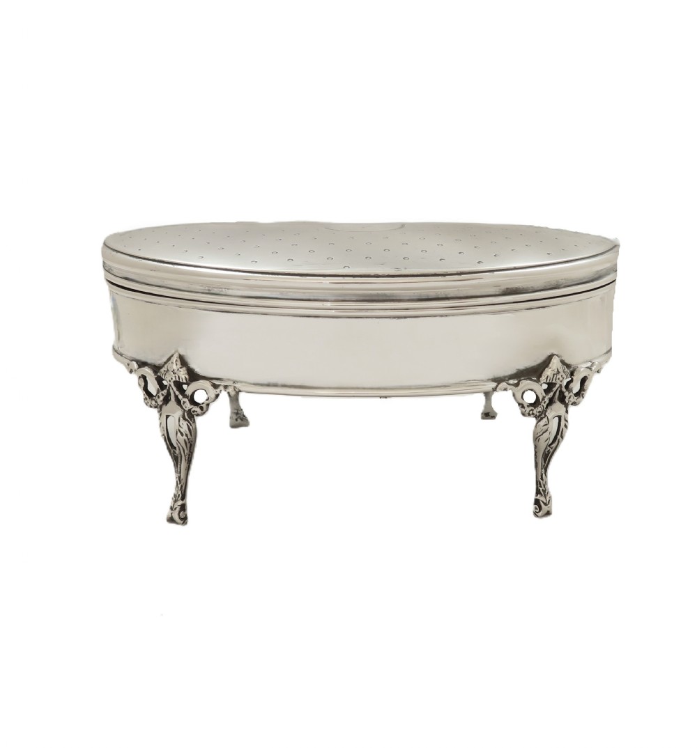 Antique George V Sterling Silver Trinket Box on Legs 1911 View VIII