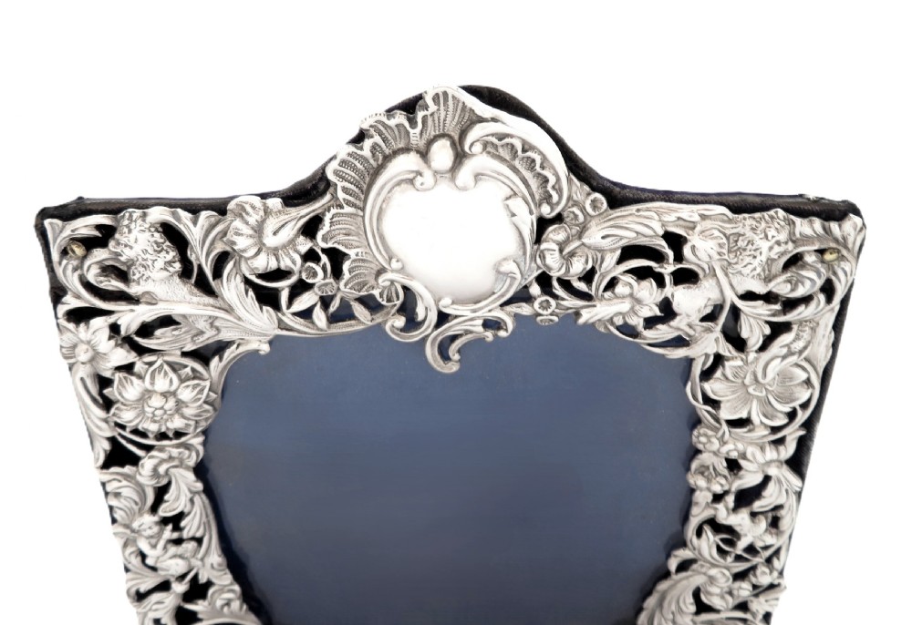 Antique Victorian Sterling Silver 'Heart' Photo Frame 1895 View II