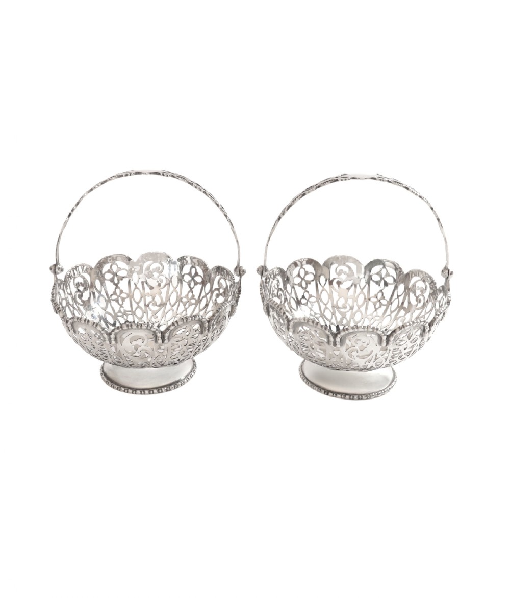Pair of Antique Edwardian Sterling Silver Baskets 1910 View IX