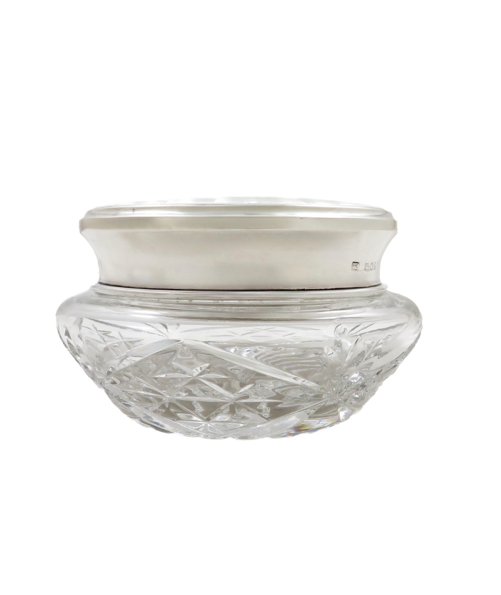 Antique Sterling Silver & Enamel Top Jar with Blossom & Bees View II