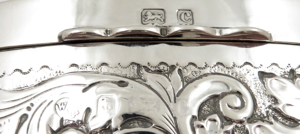 Antique Edwardian Sterling Silver Trinket Box 1902 View II