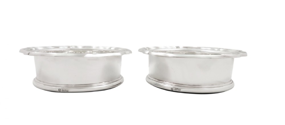 Pair of Vintage Sterling Silver Wine / Champagne Coasters