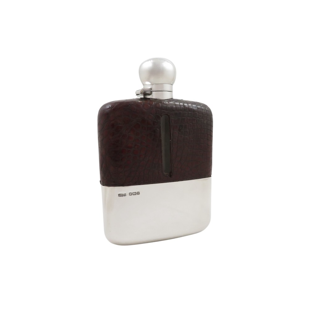 Antique Sterling Silver & Crocodile Leather 6
