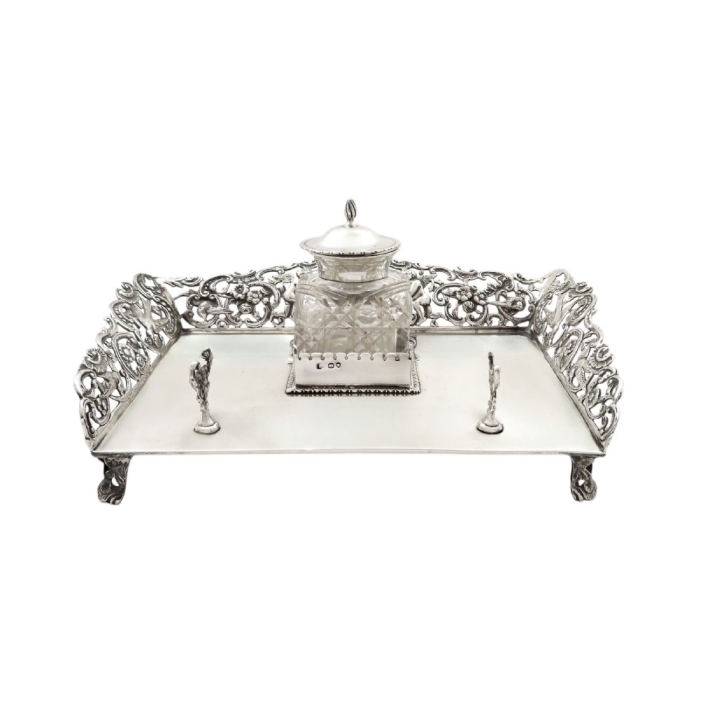 Antique Victorian Sterling Silver Inkstand 1894