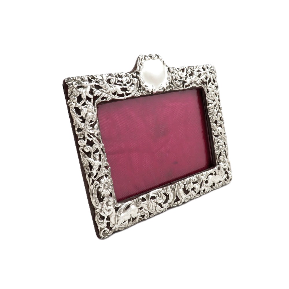 Antique Edwardian Sterling Silver Landscape Photo Frame 1901
