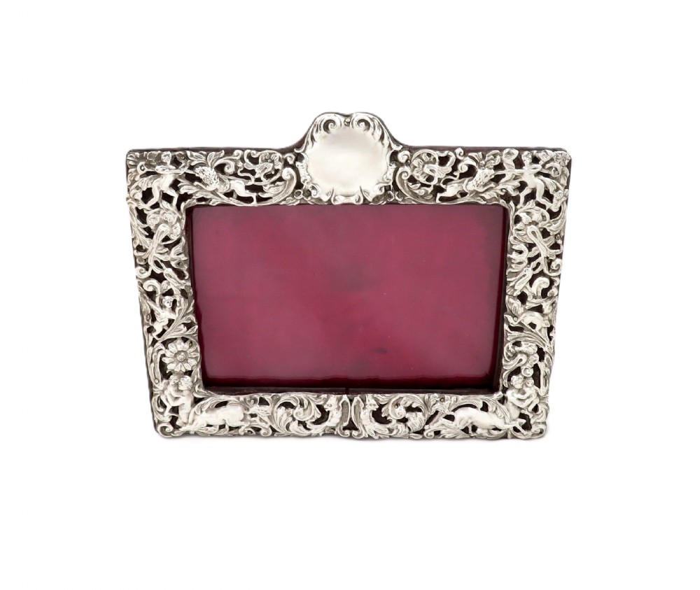 Antique Edwardian Sterling Silver Landscape Photo Frame 1901 View IV