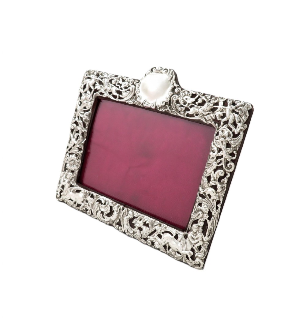Antique Edwardian Sterling Silver Landscape Photo Frame 1901 View IX