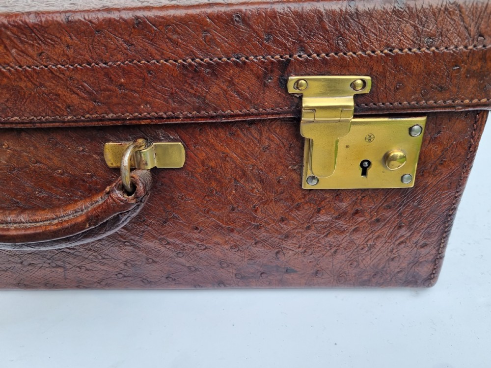 Antique ostrich leather weekend case 50 cm wide c 1880 View II