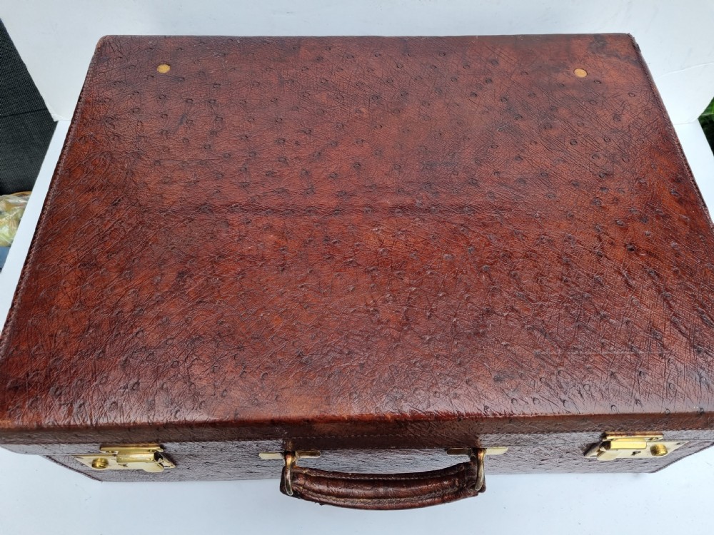 Antique ostrich leather weekend case 50 cm wide c 1880 View III