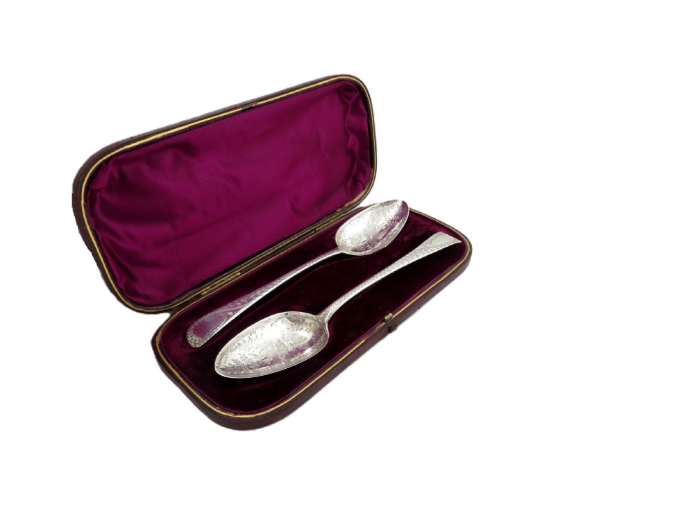 Pair of Antique Georgian Sterling Silver 'Bird' Serving Spoons 1796 / 1806 View VI