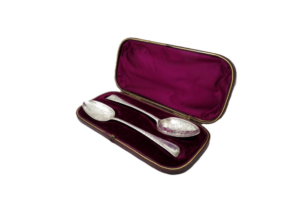 Pair of Antique Georgian Sterling Silver 'Bird' Serving Spoons 1796 / 1806 View XI