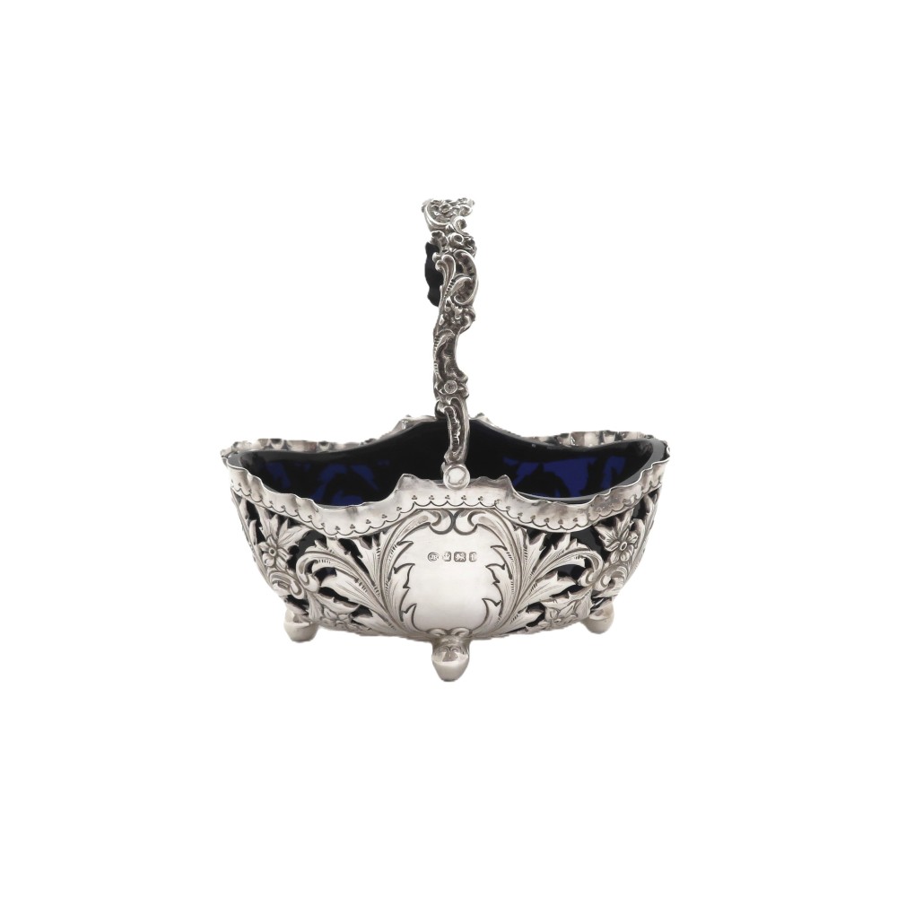 Antique Victorian Sterling Silver Basket with Liner 1898