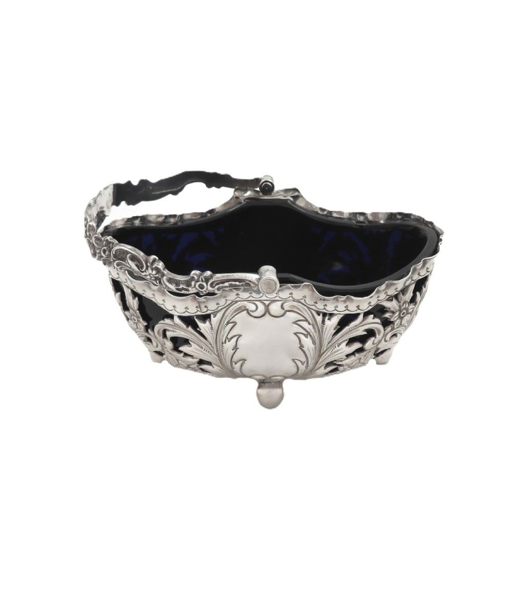 Antique Victorian Sterling Silver Basket with Liner 1898 View VII