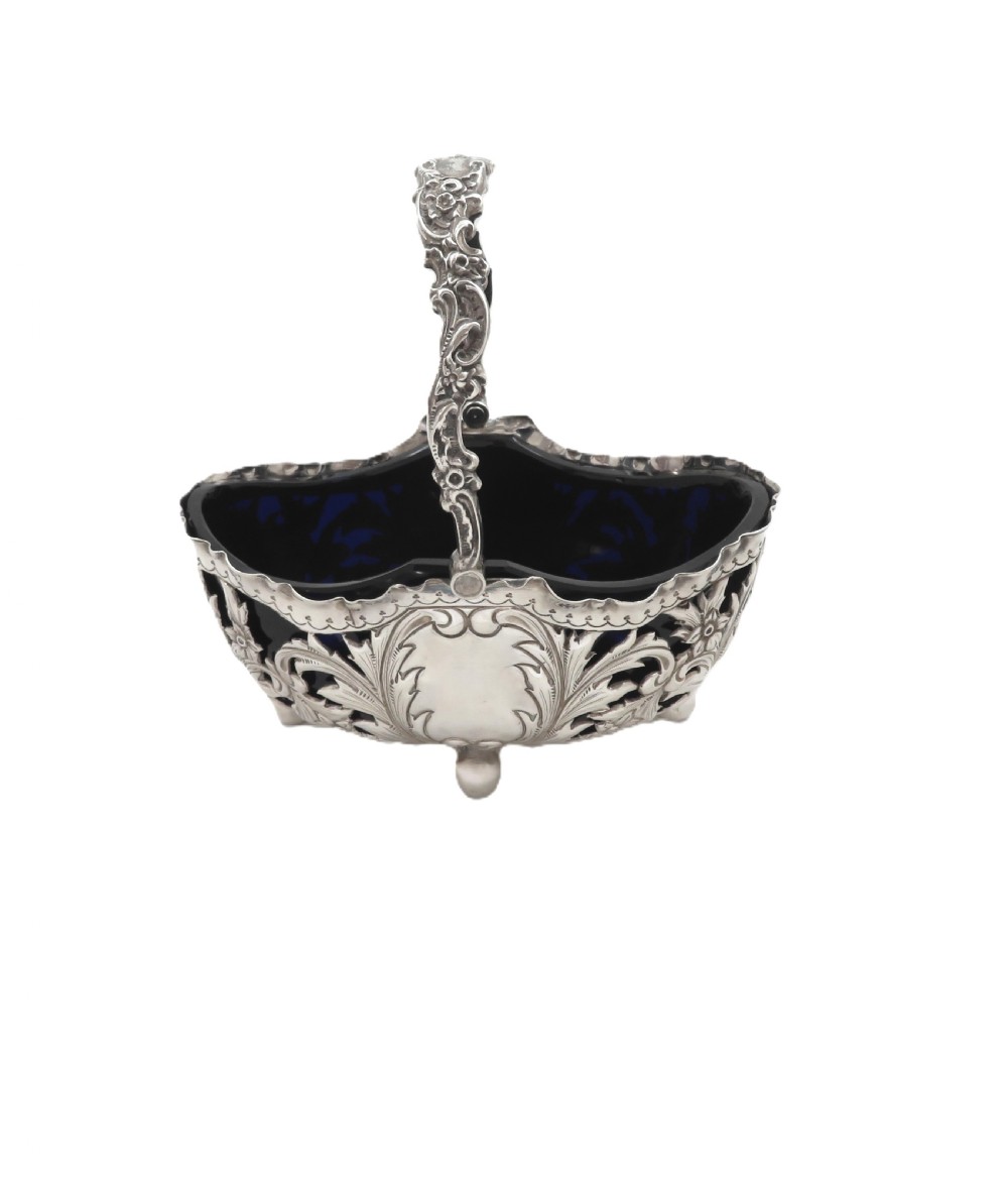 Antique Victorian Sterling Silver Basket with Liner 1898 View X