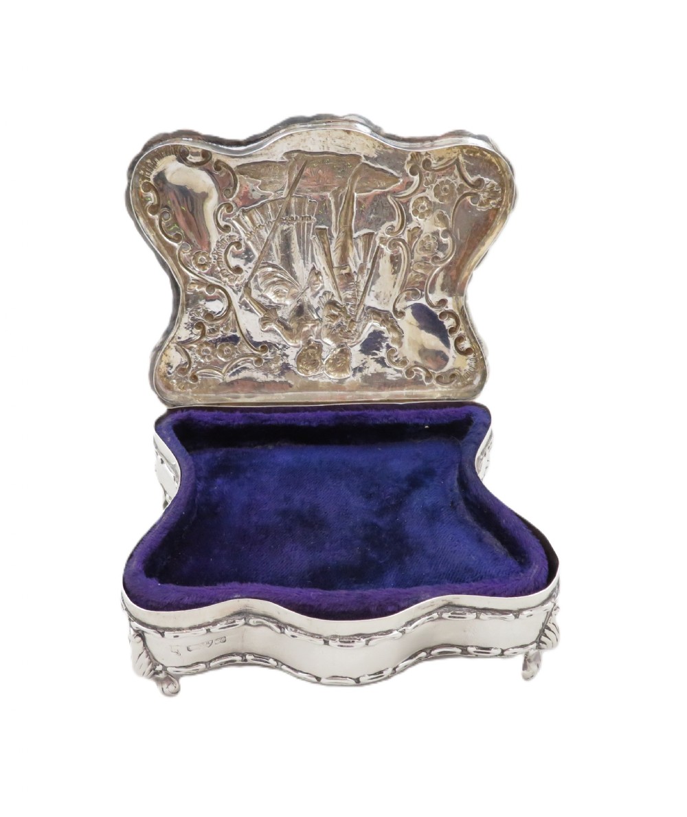 Antique Edwardian Sterling Silver Trinket Box 1908 View III